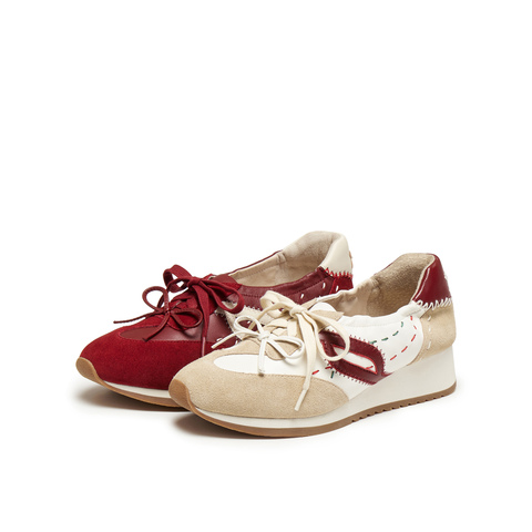 真美诗2026年春季新款双蝴蝶结点缀马年限定坡跟德训鞋YA401AA6