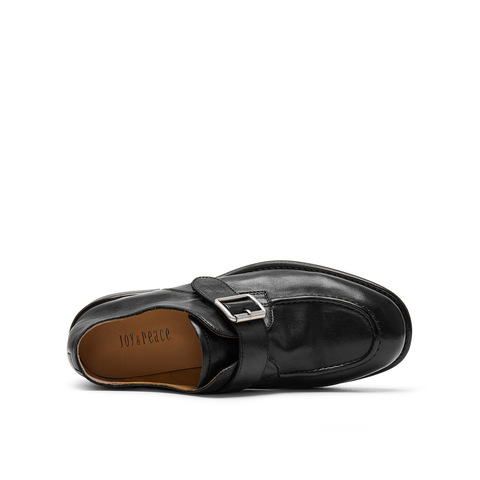 真美诗2026春季新款水洗牛皮质感小方扣乐福鞋女61913AM6