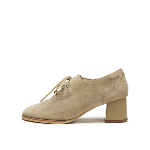 真美诗2026年春季新款软糯舒适羊皮粗跟牛津鞋YA702AM6