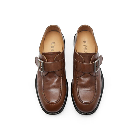 真美诗2026春季新款水洗牛皮质感小方扣乐福鞋女61913AM6