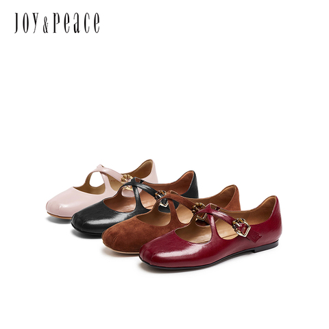 真美诗2026年春季新款复古法式交叉细带羊皮革玛丽珍女鞋8TZ33AQ6