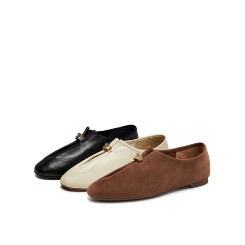 真美诗2026年春季新款老钱风舒适柔软羊皮革奶奶鞋单鞋女ZB293AA6