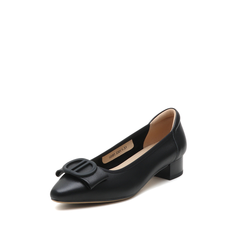 真美诗2026春季新款商场同款粗跟饰扣浅口单鞋10883AQ6