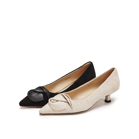 真美诗2026年春季新款通勤精致软糯羊皮革气质猫跟鞋单鞋26713AQ6