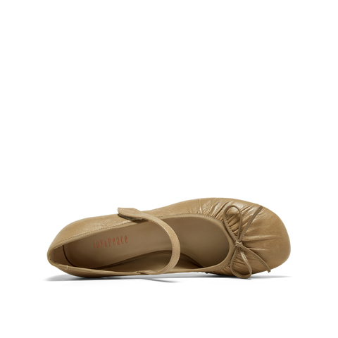 真美诗2026年春季新款精致优雅微抓褶舒适羊皮芭蕾舞鞋85Z35AQ6