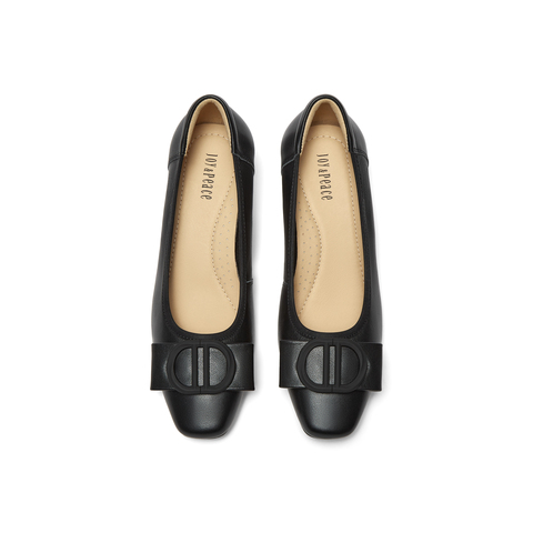 真美诗2026年春季新款简约饰扣舒适通勤牛皮革女鞋18086AQ6