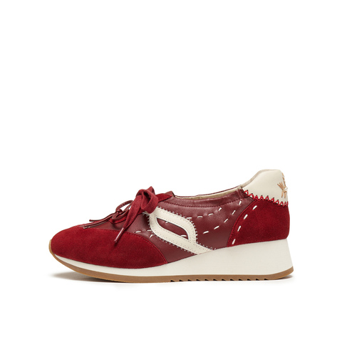 真美诗2026年春季新款双蝴蝶结点缀马年限定坡跟德训鞋YA401AA6