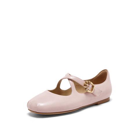 真美诗2026年春季新款复古法式交叉细带羊皮革玛丽珍女鞋8TZ33AQ6