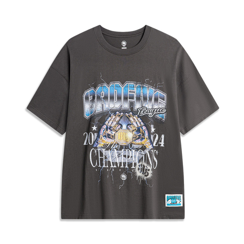 LI-NING李宁2024男子短袖文化衫无领短TAHSU415-1