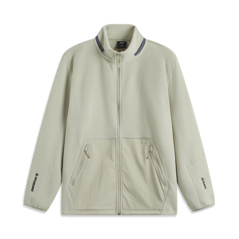 LI-NING李宁2024中性开衫无帽摇粒绒卫衣针织无帽外套AWDU963-1