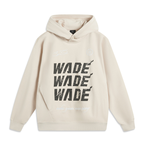 李宁AWDU285米白】LI-NING李宁2024男子套头连帽卫衣针织连帽卫衣