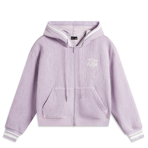 LI-NING李宁2024女子开衫连帽卫衣针织连帽外套AWDU682-4