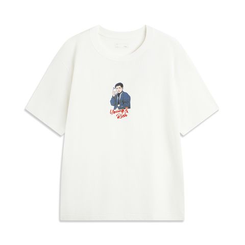 LI-NING李宁2025男子短袖文化衫针织无领短TAHSV361-1