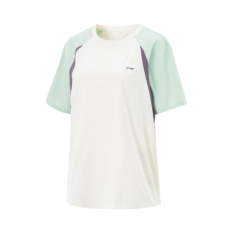 LI-NING李宁2025女子短袖T恤针织无领短TATSV132-5