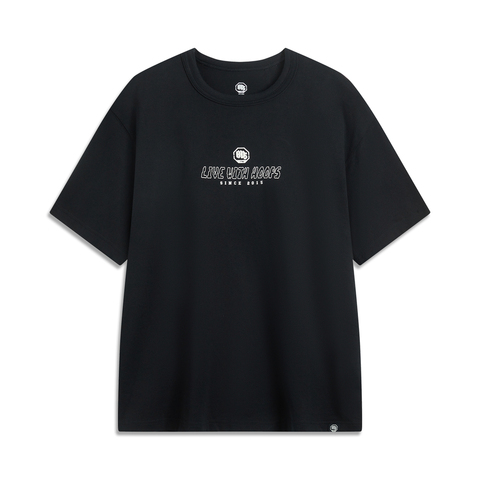 LI-NING李宁2025男子短袖文化衫针织无领短TAHSV037-2