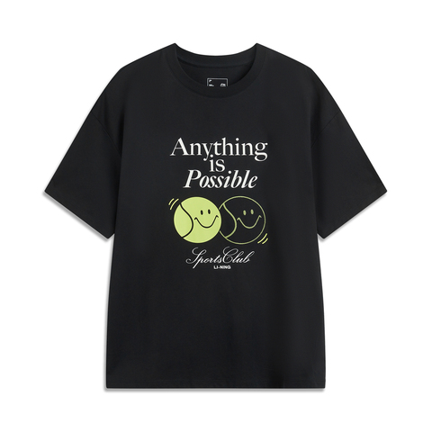 LI-NING李宁2025女子短袖文化衫针织无领短TAHSV192-3