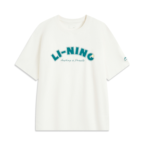 LI-NING李宁2025男子短袖文化衫针织无领短TAHSV683-1