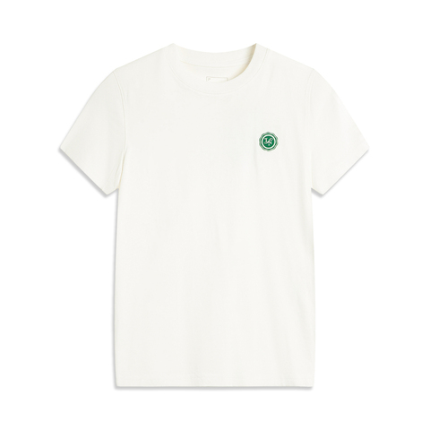 LI-NING李宁2025女子短袖文化衫针织无领短TAHSV184-1