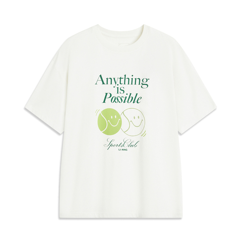 LI-NING李宁2025女子短袖文化衫针织无领短TAHSV192-1