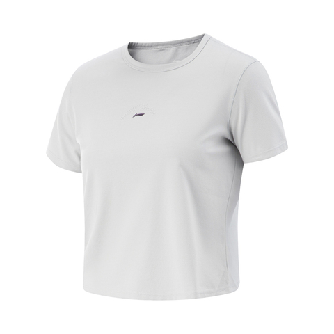 LI-NING李宁2025女子短袖T恤针织无领短TATSV528-4