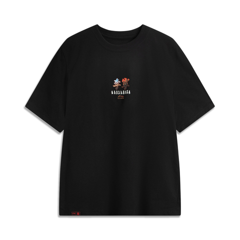 LI-NING李宁2025男子短袖文化衫针织无领短TAHSV859-2