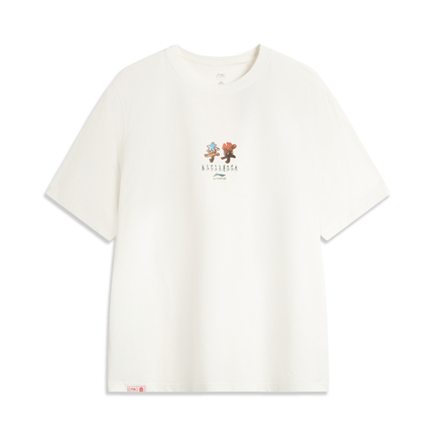 LI-NING李宁2025男子短袖文化衫针织无领短TAHSV859-1