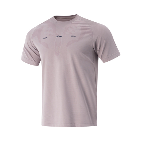 LI-NING李宁2025男子短袖T恤针织无领短TATSV125-3