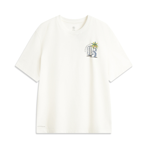 LI-NING李宁2025男子短袖文化衫针织无领短TAHSV207-1