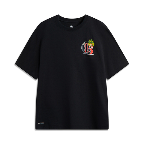 LI-NING李宁2025男子短袖文化衫针织无领短TAHSV207-5