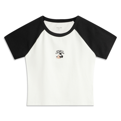 LI-NING李宁2025女子短袖文化衫针织无领短TAHSV800-1