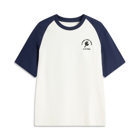 LI-NING李宁2025男子短袖文化衫针织无领短TAHSVA31-1