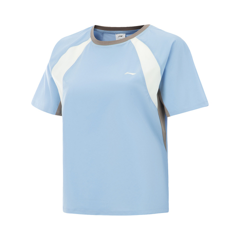 LI-NING李宁2025女子短袖T恤针织无领短TATSV408-4