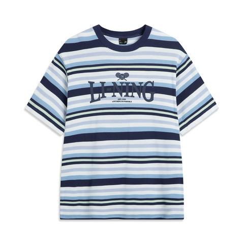 LI-NING李宁2025男子短袖文化衫针织无领短TAHSV493-2