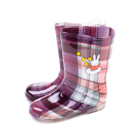 MIFFY/米菲 春季中童紫色方格纹印花雨靴MS85949