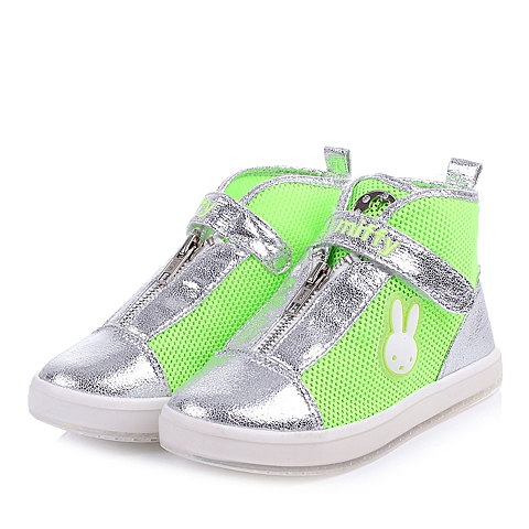 MIFFY/米菲童鞋春季新款PU/织物绿色男小童休闲板鞋DM0317