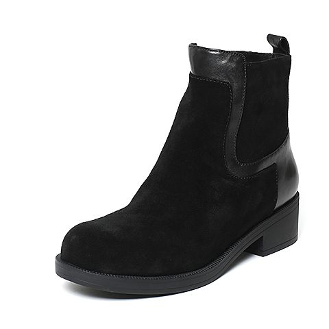 millie's/妙丽冬季专柜同款黑色牛皮女皮靴LCC49DD6