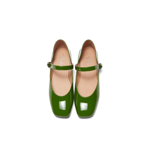 millie's/妙丽女鞋23秋季新款绿色玛丽珍鞋女低跟平底单鞋LWT27CQ3