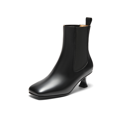 millie's妙丽2023冬新牛皮时尚百搭简约细跟女短靴LBG62DZ3