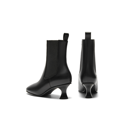 millie's妙丽2023冬新牛皮时尚百搭简约细跟女短靴LBG62DZ3