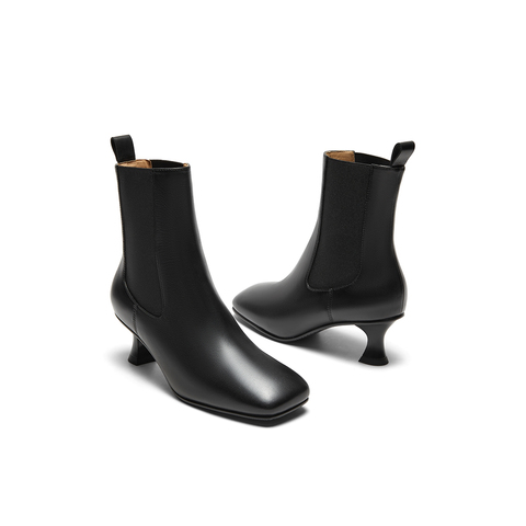 millie's妙丽2023冬新牛皮时尚百搭简约细跟女短靴LBG62DZ3