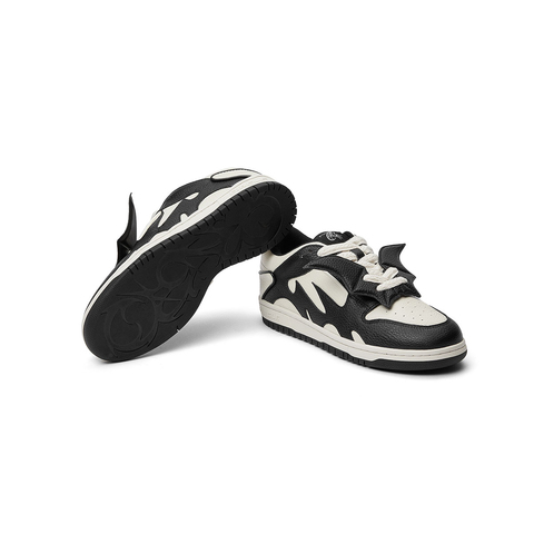 妙丽 X CIRCLECUSTOM 联名黑白拼色复古翅膀休闲板鞋厚底运动鞋女