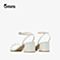 15mins凉鞋女2020夏新款商场同款一字带透明粗高跟仙女风UQR76BL0
