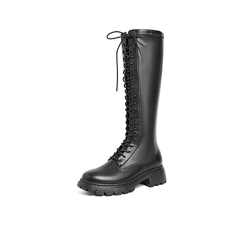 15mins马丁长靴女2021冬季新款商场同款绑带休闲长筒靴UI834DG1