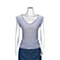 MOUSSY 专柜同款 女款蓝白条纹大圆领长款袖T恤0106ST80-0460