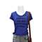 MOUSSY 专柜同款 女款蓝色椭圆领字母图案短袖T恤0106SG90-2200