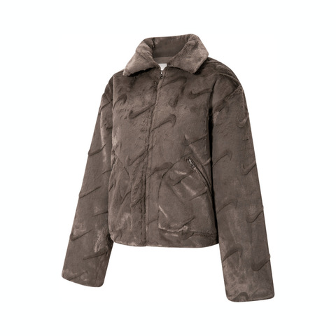 NIKE耐克2024女子AS W NSW ESSNTL HBR AOP FUR人造毛绒外套FV8020-004