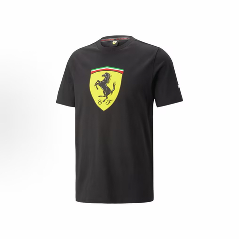 puma彪马2024男子男子-Ferrari Race Big Shield T-黑色针织无领短T53817501