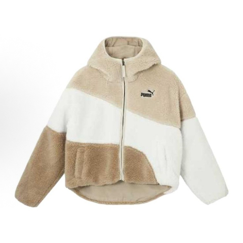 puma彪马2024女子女子-Big Cat Hooded Sherpa Jacket-Alpine Snow人造毛绒外套67834987