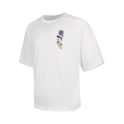 puma彪马2025男子男子-FLORAL SPORT Graphic Boxy Tee-彪马白针织无领短T63334902