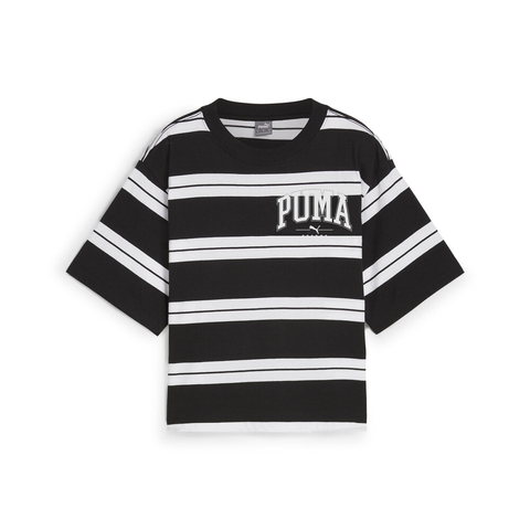 puma彪马2025女子女子-PUMA SQUAD Striped Tee-黑色针织无领短T69298301